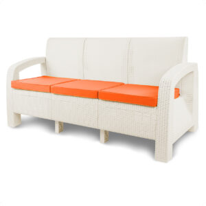 3-Seater Rattan Sofa { White ابيض }