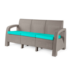 3-Seater Rattan Sofa Gris