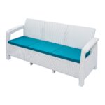 3-Seater Rattan Sofa { White ابيض }